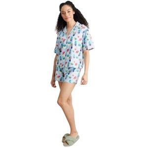 TU woman's size16 blue plant pot print shortie novelty print 2 piece PJs pajamas